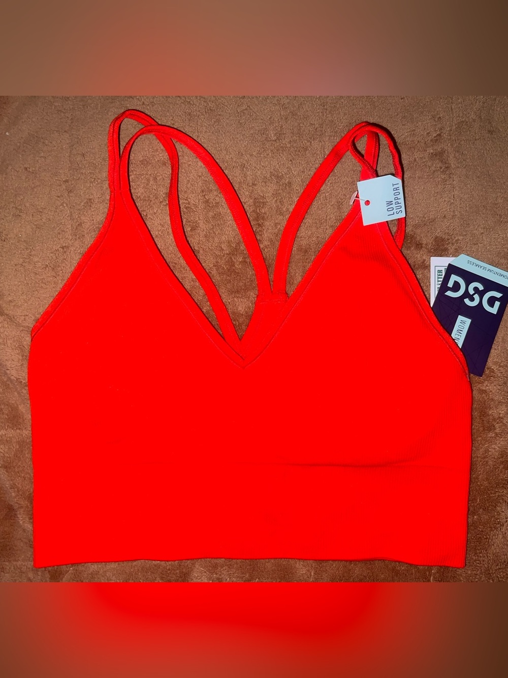 DSG Women's Bright Red Double-Strap Sports Bralette Medium - Picture 2 of 8